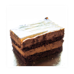 trufla czekoladowa- biszkopt czekoladowy przełożony mocno czekoladowym nadzieniem truflowym wykończony dekoracyjnym żelem